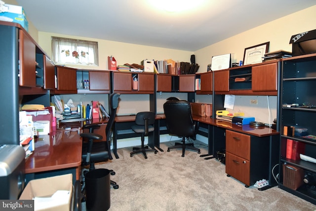 view of carpeted home office