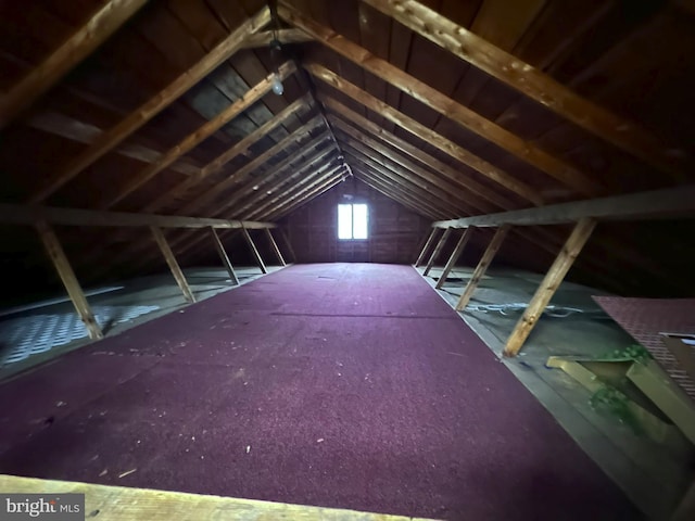 view of unfinished attic