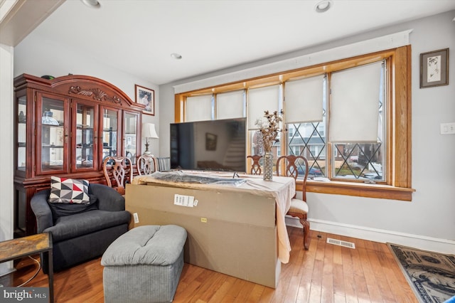 living room featuring light wood-type flooring