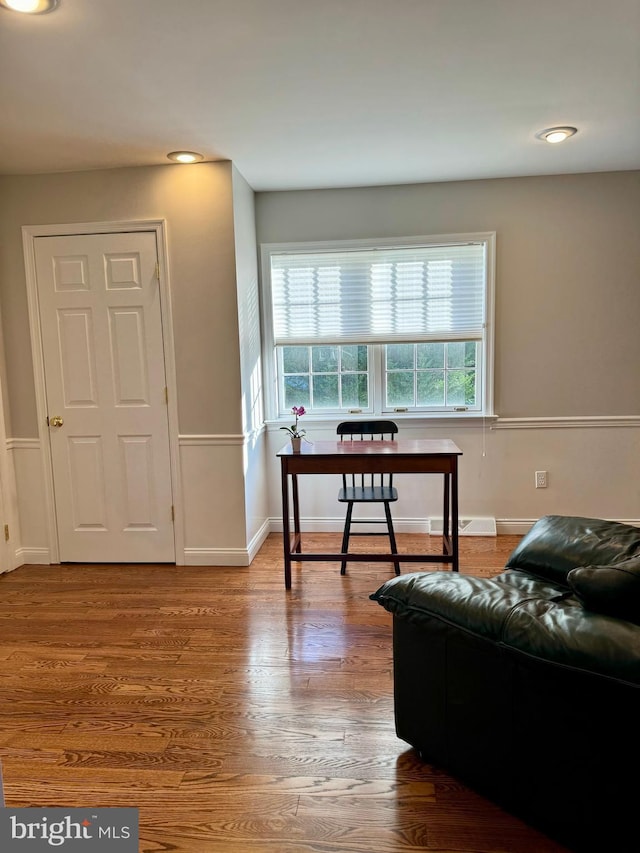 interior space with hardwood / wood-style flooring