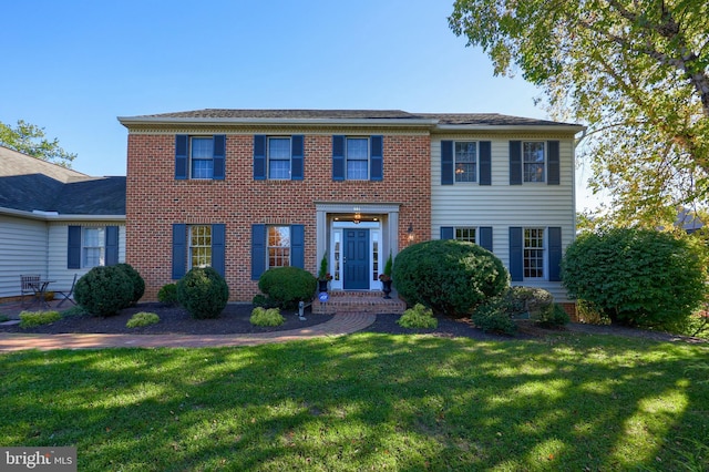 colonial house with a front lawn