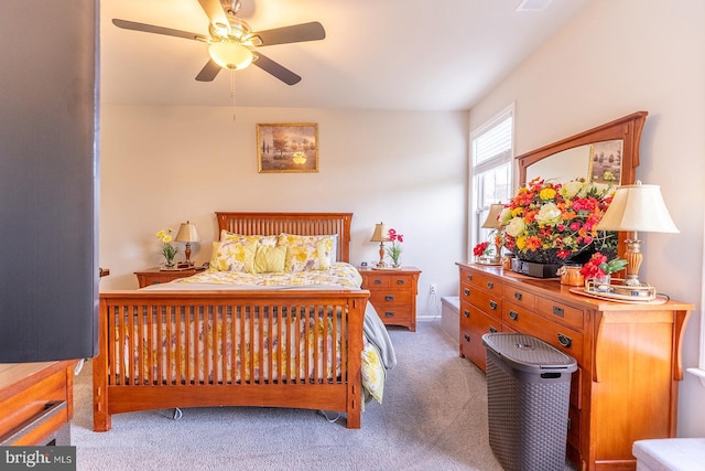 bedroom with carpet and ceiling fan