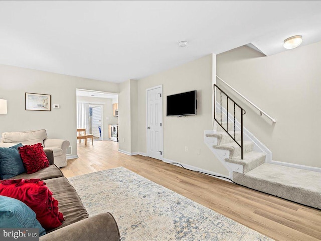 living room featuring light hardwood / wood-style floors