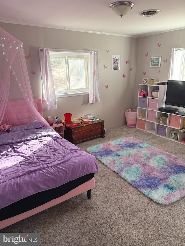 bedroom featuring carpet