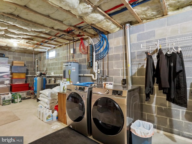 laundry room featuring separate washer and dryer and water heater