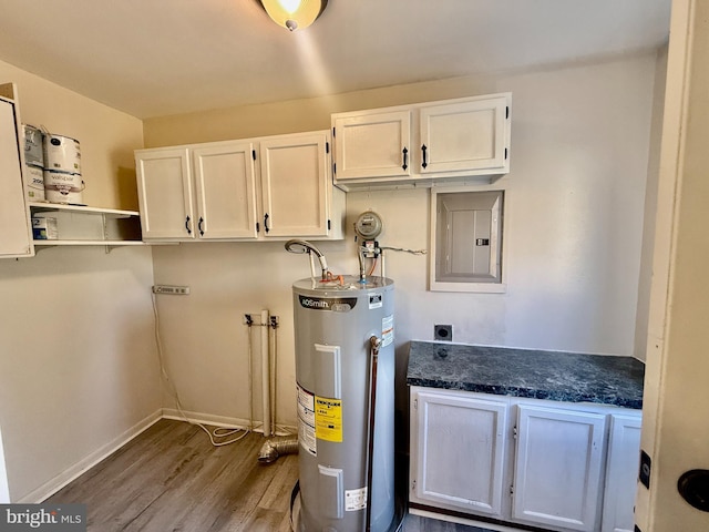 utility room with electric water heater and electric panel