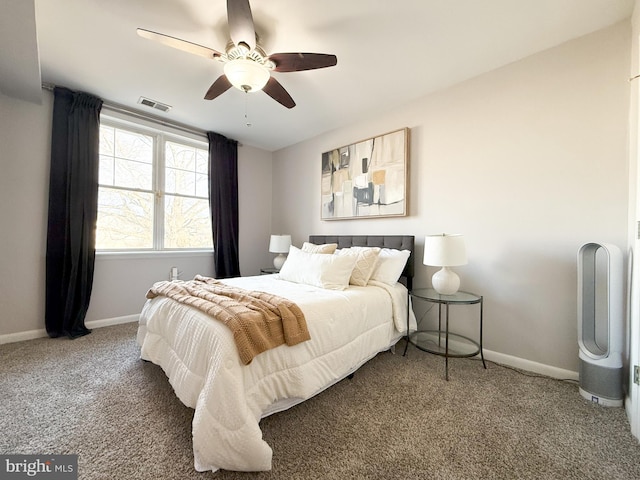 bedroom with carpet and ceiling fan