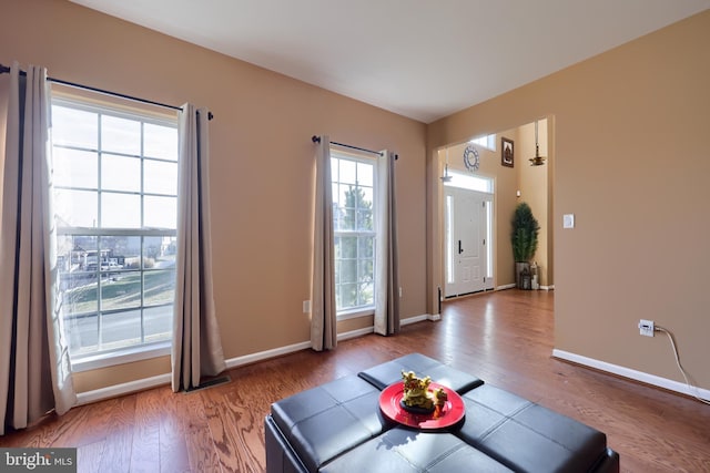 interior space with light hardwood / wood-style floors and plenty of natural light