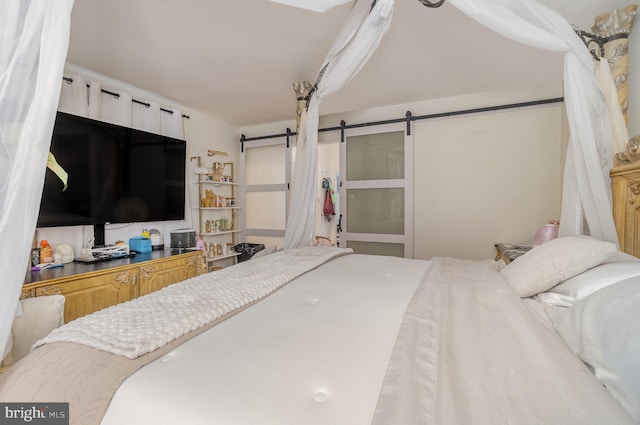 bedroom with a barn door