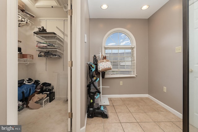 interior space featuring light tile patterned floors