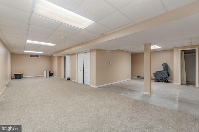 basement with a drop ceiling