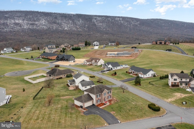 drone / aerial view with a mountain view