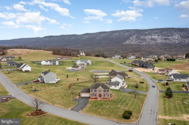 aerial view featuring a mountain view