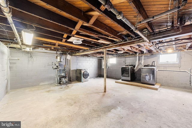 basement featuring separate washer and dryer