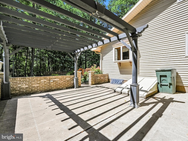 view of patio / terrace featuring a pergola