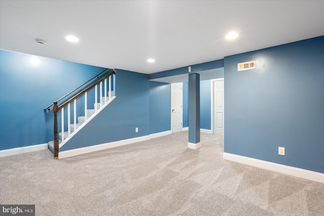 basement with carpet