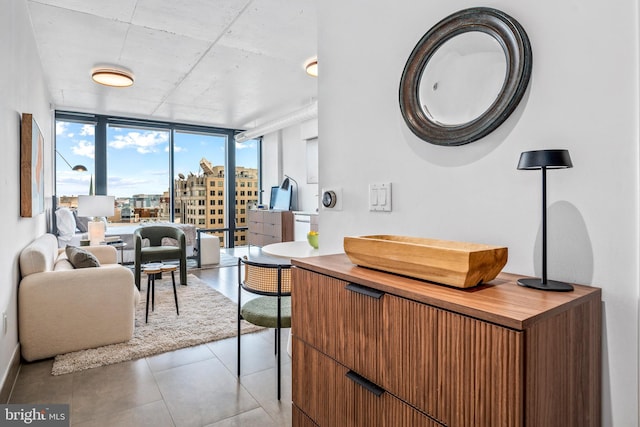 interior space featuring floor to ceiling windows