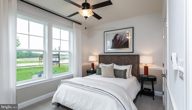 bedroom with carpet and ceiling fan