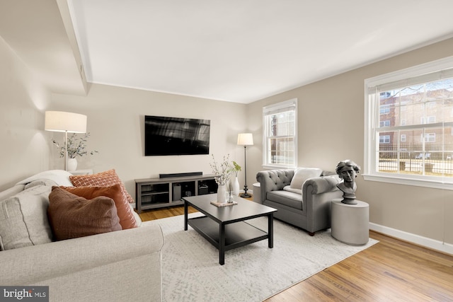 living room with light wood-type flooring