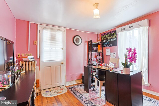 office space featuring hardwood / wood-style flooring and plenty of natural light