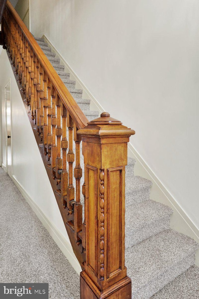 stairway with carpet floors