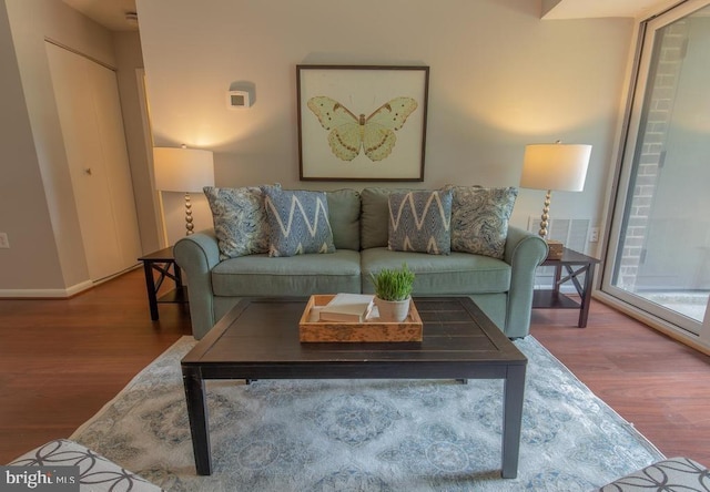 living room featuring hardwood / wood-style floors