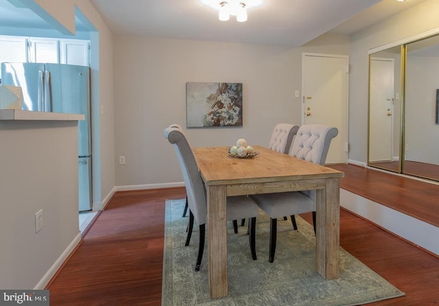 dining area featuring wood-type flooring