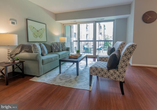 living room featuring wood-type flooring