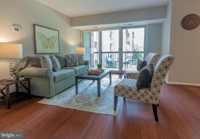 living room featuring hardwood / wood-style flooring