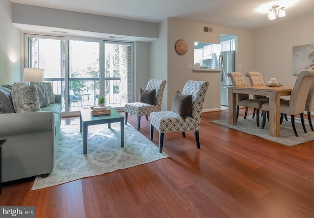 living room with hardwood / wood-style flooring