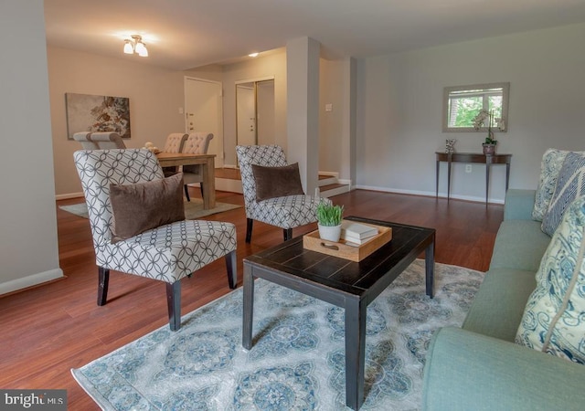 living room with wood-type flooring