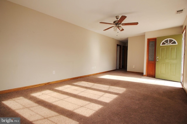 interior space featuring ceiling fan