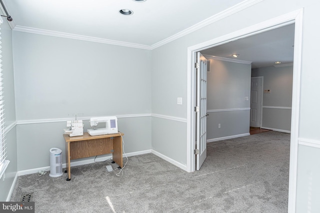 interior space featuring ornamental molding