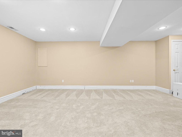 basement featuring carpet floors