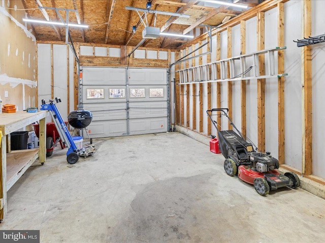 garage with a garage door opener