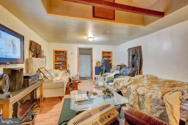 living room with light hardwood / wood-style flooring