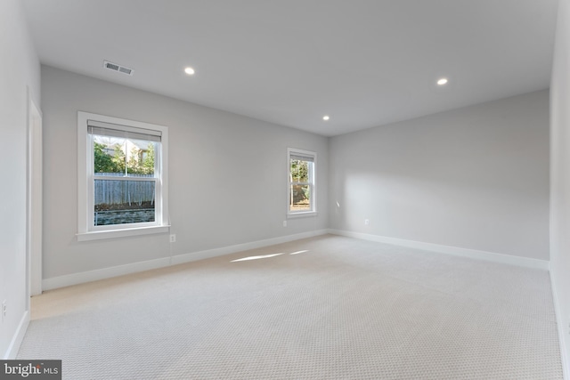 carpeted spare room featuring a wealth of natural light