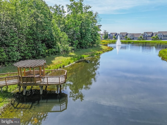 view of dock featuring a water view