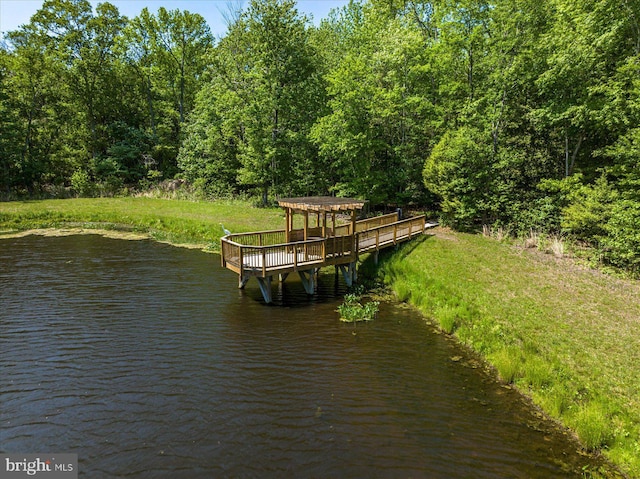 view of dock featuring a water view