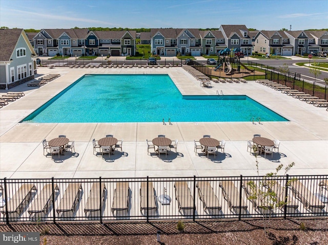 view of swimming pool featuring a patio