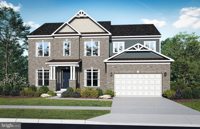 craftsman-style house with a garage and a front yard