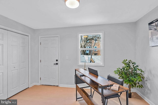 office area with light wood-type flooring