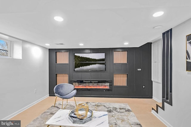 living room featuring light hardwood / wood-style floors