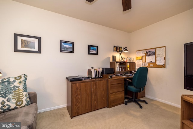 view of carpeted office space