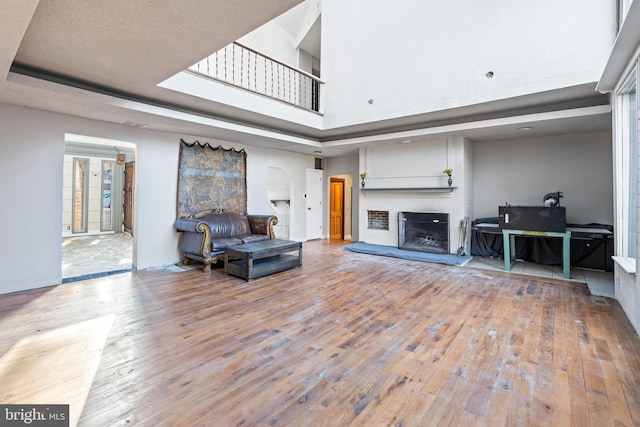 living room with hardwood / wood-style floors