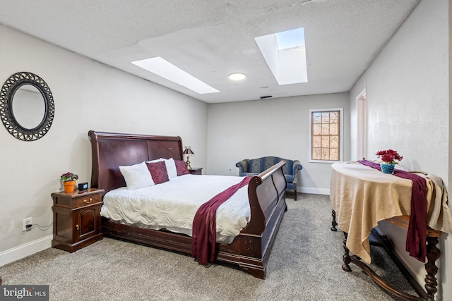 carpeted bedroom with a textured ceiling