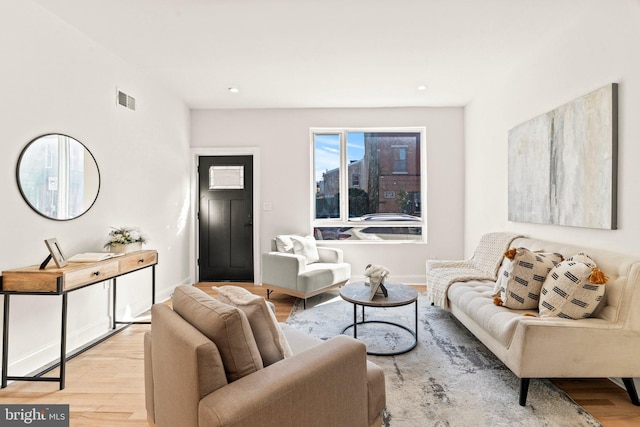 living room featuring light hardwood / wood-style floors