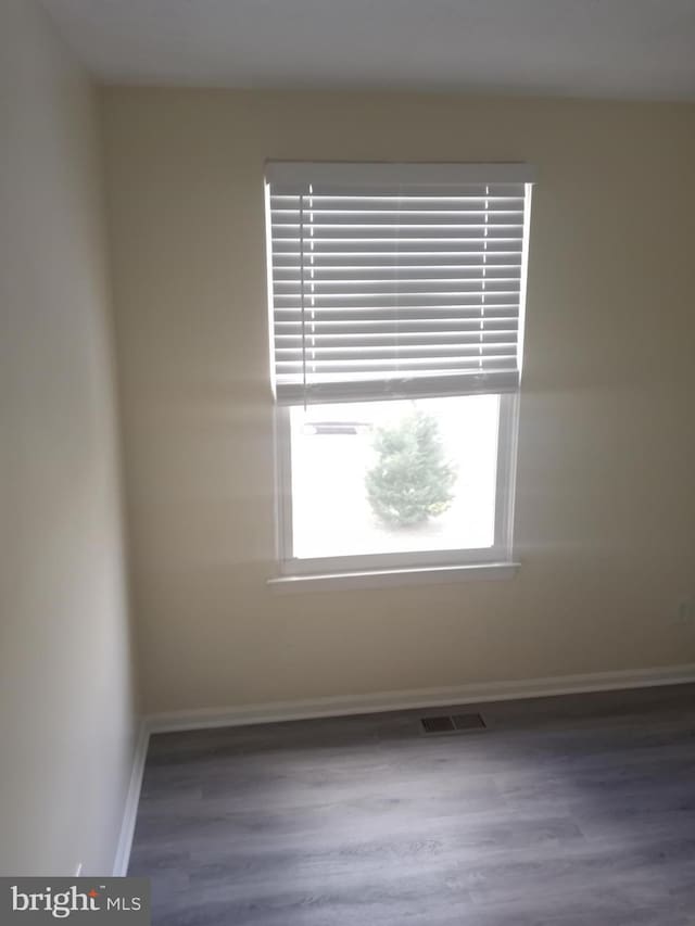 empty room with hardwood / wood-style flooring