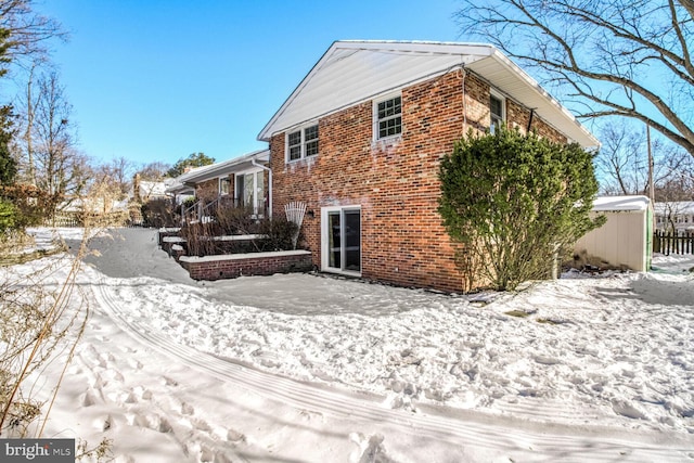 view of snow covered exterior