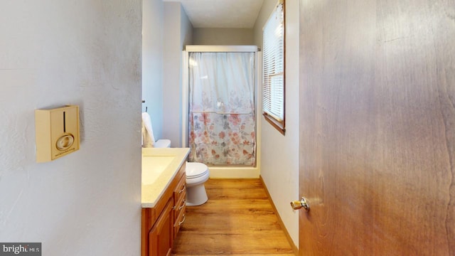 bathroom featuring plenty of natural light, a shower, toilet, and vanity